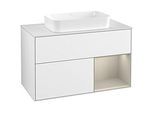Villeroy und Boch Finion Waschtischunterschrank G661HHGF 100x60,3x50,1cm, Regal rechts Sand Matt, Glossy white lacquer