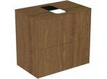 Ideal Standard Conca Waschtisch-Unterschrank T3946Y5 mit Ausschnitt, 2 Auszüge, 60x37x55 cm, mittig, Walnuss dunkel Furnier