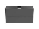 Ideal Standard Conca Waschtisch-Unterschrank T3948Y2 mit Ausschnitt, 2 Auszüge, 100x37x55 cm, mittig, Anthrazit matt lackiert