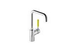 Hewi AQ Waschtischarmatur AQ1.12M1064018 Griff senfgelb, Rundrohr, Ausladung 187mm, verchromt