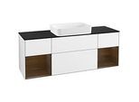 Villeroy und Boch Finion Waschtischunterschrank G742GNGF 160x60,3x50,1cm, Regale Walnut veneer, Glossy white lacquer