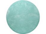 Teppich HOMIE LIVING "Pisa", blau (türkis), H:25mm Ø:200cm, Polyester, Teppiche, Teppich, Hochflor, Microfaser, uni, weich, Shaggy, Wohnzimmer, Schlafzimmer