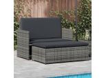 vidaXL 2-tlg. Garten-Lounge-Set mit Auflagen Poly Rattan Grau