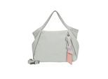 Schultertasche FRITZI AUS PREUSSEN "Slouchy", Mädchen, Gr. B/H/T: 48cm x 30cm x 48cm, grau, Nylon, unifarben, Taschen Schultertasche, mit Knotenanhänger