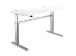 Schreibtisch Standard, elektrisch höhenverstellbar, Rechteck, C-Fuss, B 1600 x T 800 x H 725-1185 mm, weiss/weissaluminium RAL 9006