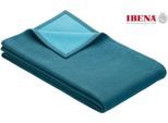 Wohndecke IBENA "Cotton Pur", blau (petrol, türkis), B:140cm L:200cm, Baumwolle, Wohndecken, Wohndecke, in trendigen Farben