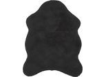 Fellteppich ASTRA "Elda, Kunstfell", schwarz, B:55cm H:13mm L:80cm, Kunstfaser, Teppiche, Fellteppich, Dekofell, kuschelweich, Wohnzimmer, Kinderzimmer, Kaninchenhaptik