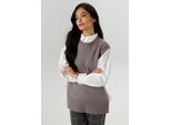 Pullunder ANISTON SELECTED, Damen, Gr. 40, grau (grau, melange), Feinstrick, Obermaterial: 73% Polyacryl, 24% Polyester, 3% Elasthan, meliert, unifarben, Basic, lässig geschnitten hüftbedeckend, Rundhals, weit, Pullover Pullunder, im lässig angesagten Style