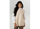 Pullunder ANISTON SELECTED, Damen, Gr. 38, beige (beige, melange), Feinstrick, Obermaterial: 73% Polyacryl, 24% Polyester, 3% Elasthan, meliert, unifarben, Basic, lässig geschnitten hüftbedeckend, Rundhals, weit, Pullover Pullunder, im lässig angesagten Style