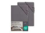 NYVI Spannbettlaken DreamScience Mikroflausch - Kuschelweiches & Wärmendes Bettlaken Spannbetttuch Farbe:anthrazit;Größe:90x200 - 100x200 cm (2er Pack)