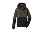 Skijacke KILLTEC "KSW 201 BYS SKI JCKT", Jungen, Gr. 128, grün (olivgrün), Obermaterial: 100% Polyester;Futter: 100% Polyester;Füllung: 100% Polyester, Jacken Skijacke, Stylische, wasser- und winddichte Skijacke mit reflektierenden Details