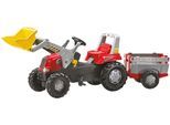 Tretfahrzeug ROLLY TOYS "Junior RT", rot, Tretfahrzeuge, KinderB:53cm H:53cm T:210cm, Kunststoff, Kindertraktor mit Lader und Anhänger, B:53cm H:53cm T:210cm