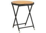 vidaXL Beistelltisch Schwarz 60 cm Poly Rattan und Massivholz Akazie