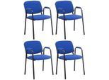 CLP Stapelstuhl 4er Set mit Armlehnen gepolstert Ken Pro, Konferenzstühle Stoffbezug stapelbar, Metallgestelle schwarz stabil bis 150 kg