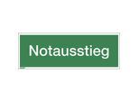 Kombizusatzschild mit Text für Rettungszeichen, Notausstieg, Folie, VE 10 Stk, Folie, langnachleuchtend, LxHxT 400 x 140 x 0,4 mm kaiserkraft