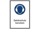 Kombizusatzschilder für Gebotszeichen, Gehörschutz benutzen, Kunststoff, LxHxT 210 x 297 x 1 mm kaiserkraft