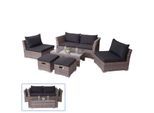 Poly-Rattan Garnitur MCW-J36, Balkon-/Garten-/Lounge-Set Sitzgruppe Sofa ~ grau, Kissen schwarz