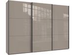 Kleiderschrank WIMEX "Indiana by fresh to go, wahlweise mit oder ohne Spiegel", grau (saharagrau, glas sahara), B:300cm H:216cm T:65cm, Holzwerkstoff, Schränke, Kleiderschrank, große Breiten250 oder 300cm, mit oder ohne Glasfront, Made in Germany