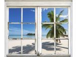 Wandsticker QUEENCE "Sandstrand", blau, B:40cm H:60cm T:0,1cm, Wandtattoos, Wandsticker, Wandbild, selbstklebend, 3D, Fenster