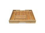 Homeware Besteckeinsatz , Naturfarben , Holz , Bambus , 6 Fächer , 35-58x43x6 cm , variabel ausziehbar , Küchenzubehör, Küchenhelfer, Besteckeinsätze