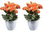 Kunstblume CREATIV GREEN "Ranunkel", orange, H:20cm Ø:15cm, Polyester, Kunstpflanzen, Kunstblume