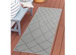 Outdoorteppich CARPET CITY "PALM3526", grau (anthrazit), B:80cm H:5mm L:150cm, Polypropylen, Teppiche, Outdoorteppich, Wetterfest & UV-beständig, für Balkon, Terrasse, Küche, flach gewebt