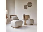 Sessel June aus massivem Mindiholz und ecrufarbenem Stoff ,1-Sitz