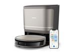 PHILIPS Saugroboter "mit Wischfunktion XU9100/10, mit PowerCyclone Aqua Technologie", schwarz (metallic, schwarz), B:47,1cm H:49,4cm T:47,6cm, Saugroboter, 280 Min. Akkulaufzeit, D-ToF-Sensoren, Wischtuch-Hebesystem