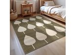 Kinderteppich HANSE HOME "Lovely Leaves", grün (grün, creme), B:160cm H:8mm L:235cm, Polypropylen, Teppiche, Kinderteppich, Spielteppich, fest, Kinderzimmer, Kurzflor, Spielunterlage