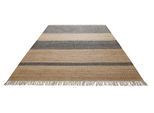 Teppich GREEN LOOOP "Vante GL-82308", braun (anthrazit braun,anthrazit braun), B:130cm H:4mm L:190cm, Jute, Teppiche, Teppich, Naturfaser Teppich aus 80% Jute 20% Baumwolle, mit Fransen, Wohnzimmer
