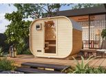 Fasssauna KARIBU "Quadro 1 Plus" naturbelassen", beige (naturbelassen), Saunaofen, externe Steuerung, 400 kW, Saunen, aus hochwertiger nordischer Fichte