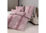 Bettwäsche JANINE "Edelflanell78067 0", rot (beere mauve), B/L: 155cm x 220cm, 1 Stk., 1 Stk., Linon, B/L: 80cm x 80cm, Linon, Obermaterial: 100% Baumwolle, Bettwäsche, Bettwäsche, mit Reissverschluss