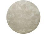 Teppich HOMIE LIVING "Pisa", beige (hellgrau creme), H:25mm Ø:120cm, Polyester, Teppiche, Teppich, Hochflor, Microfaser, uni, weich, Shaggy, Wohnzimmer, Schlafzimmer