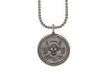 Kette mit Anhänger CAÏ "925/- Silber matt oxidiert Rock Music Skull Wappen", silber (silbergrau), Halsketten, Herren, 60cm, Silber 925 (Sterlingsilber), L: 60 B: 19mm, matt, B:19mm