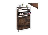 tectake® Schuhschrank, Industrial Style, mit 3 Klappen, inklusive Kippschutz, 61 x 32 x 130 cm