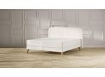 Emma Elite Boxspringbett V2 – Beige - 160x200 cm - Kopfteil Streifen - Holzfüße