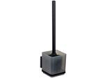 WC-Garnitur WENKO "Vacuum-Loc Modell Quadro", schwarz, B:9,5cm H:37cm L:12,5cm, Edelstahl, Kunststoff, Reinigungsbürsten, WC-Bürstenhalter mit Klobürste zur Wandbefestigung ohne Bohren