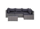 vidaXL 5-tlg. Garten-Sofagarnitur mit Polstern & Kissen Poly Rattan Grau