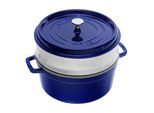 Staub La Cocotte Cocotte mit Dämpfeinsatz 26 cm, rund, Dunkelblau, Gusseisen