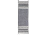 Teppich CARPETFINE "Kelim Azizi, auch als Läufer erhältlich", grau, B:75cm H:5mm L:240cm, Baumwolle, Teppiche, Teppich, handgewebt, Baumwolle, Wendeteppich mit Fransen, Fleckerl, Wohnzimmer