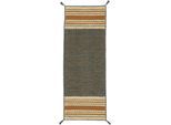 Teppich CARPETFINE "Kelim Azizi, auch als Läufer erhältlich", grün, B:80cm H:5mm L:500cm, Baumwolle, Teppiche, Teppich, handgewebt, Baumwolle, Wendeteppich mit Fransen, Fleckerl, Wohnzimmer