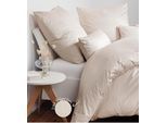 Bettwäsche JANINE "Interlock-Jersey59000 3", beige (naturelle), B/L: 155cm x 200cm, 1 Stk., 1 Stk., Interlock-Jersey, B/L: 80cm x 80cm, Interlock-Jersey, Obermaterial: 100% Baumwolle, Bettwäsche, Bettwäsche, mit Reissverschluss