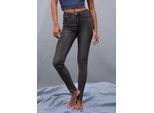 Jeansleggings LASCANA, Damen, Gr. 34, N-Gr, schwarz (schwarz washed), Denim/Jeans, Obermaterial: 74% Baumwolle, 24% Polyester, 2% Elasthan, figurbetont 7/8-Länge, Jeans, 7/8-Länge in Skinny-Form, Stretch-Denim, Basic