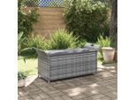 vidaXL Sitzbank mit Stauraum und Kissen Grau 138 cm Poly Rattan