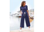 Jumpsuit CASUAL LOOKS, Damen, Gr. 24, Kurzgrößen, blau (marine), 95% Viskose, 5% Elasthan, unifarben, Overalls Jumpsuit