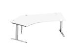 Schäfer Shop Genius Winkelschreibtisch MODENA FLEX 135°, Ansatz links, C-Fuss-Rechteckrohr, B 2165 mm, weiss/weiss