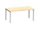 Schreibtisch MODENA FLEX, Rechteck, 4-Fuss Quadratrohr, B 1600 x T 800 x H 720-820 mm, Ahorn/weissaluminium