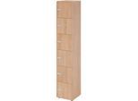Schliessfachschrank Topas Line, 6 Ordnerhöhen, 6 Fächer, Zahlenschloss, B 400 x T 420 x H 2156 mm, Nussbaum/Nussbaum