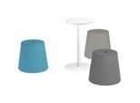 Nowy Styl Sitzhocker-Set Versi, Pouf-Set, 3 Sitzhocker inklusive Tisch, blau/dunkelgrau/hellgrau/weiss