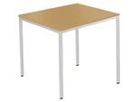 Schäfer Shop Pure Stahlrohrtisch, Quadrat, Quadratrohrfuss, B 800 x T 800 x H 720 mm, Buche/weissaluminium
